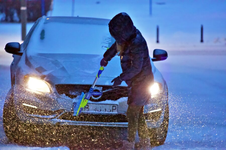 Šeima sustojimo metu triebiame pasimankštinti šalia automobilio ilgos kelionės metu